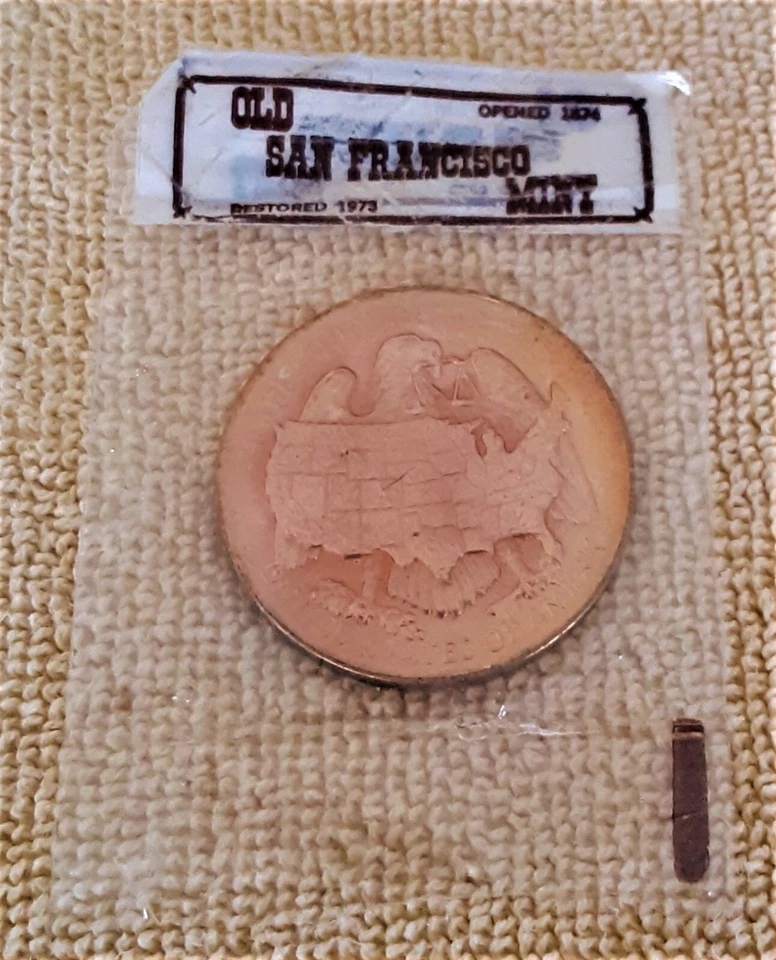 SAN FRANCISCO MINT U.S.TREASURY 1874 1937 COMMEMORATIVE METAL SEALED IN PLASTIC - Image 2 of 2