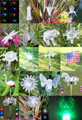 2 PIECES SOLAR POWERED GARDEN DECORATIVE STAKE LIGHTS RBGP COLOR CHANGE LED 