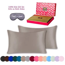 BlueHills Mulberry Silk Pillowcase 3 pack Gift Set King Taupe