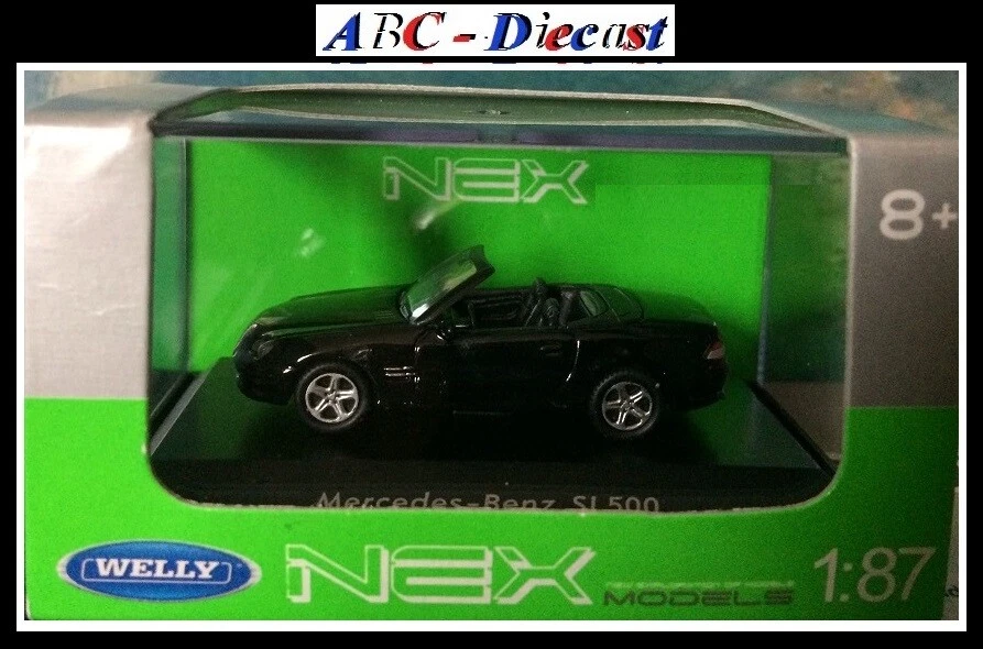 HO-1:87: WELLY: Mercedes-Benz SL 500, Cabriolet, Noire, Neuve. - Photo 2/4