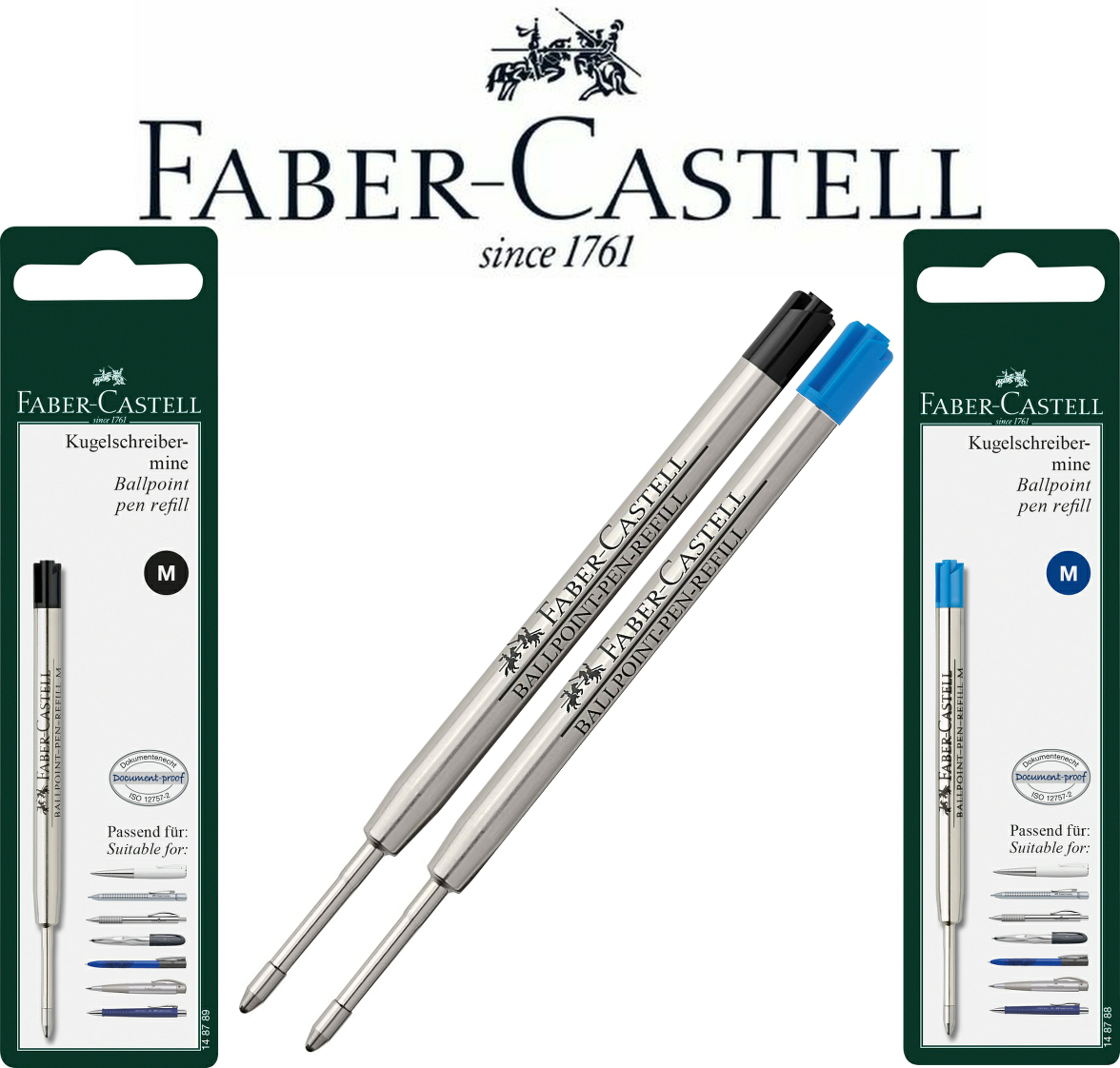 Schrijfmachine oog creatief Faber-Castell Ballpoint Pen Refill Black or Blue Broad, XB, Fine, Medium |  eBay