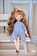Head Circumference 16cm 1/6 BJD Doll Wig Long Curly Mohair with Bangs Hair