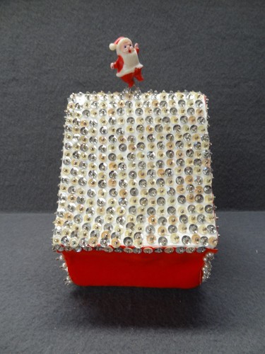 LeeWards Santa Sankyo Japan Sequin Pin House Music Box Craft Kit VTG 50s 60s MCM - Picture 7 of 18