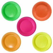 Pack of 300 Disposable Neon Paper Party Plates 9-inch Dinner Food Serving Dishes