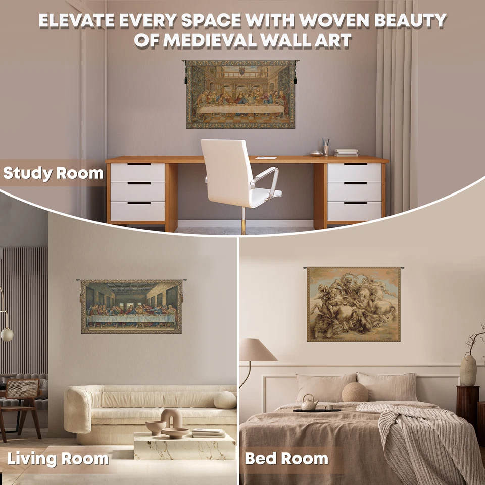 The Last Supper by Da Vinci Italian Tapestry Wall Art Hanging Decor 26x62 Inch - Image 4 of 4