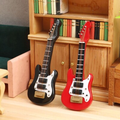 AirAds Dollhouse 1:12 miniature instrument Bass guitar, price each, red or black