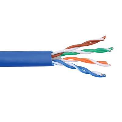 1000' Panduit PUR6C04BU-U 23 AWG 4 Pair Solid Copper U/UTP CMR Cat 6 Cable Blue