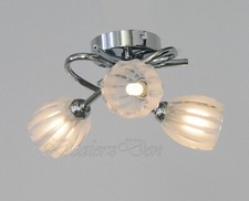 Ceiling Light Fitting Chrome Glass Lamp Shade Flush Spotlight Lighting 3 way