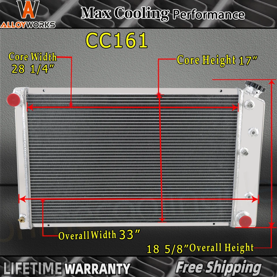 4 Row Aluminum Radiator for 1973-1986 81 Chevy/GMC C/K C10 C20 C30 K10 K20 K30 - Imagem 3 de 4