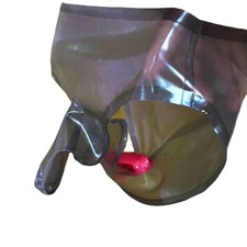 Calzoncillos cortos de látex natural con pene condón ANUS condón ropa interior 0,4 mm
