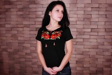 Vyshyvanka Traditional Embroidered Women Ukrainian t-shirt Ethnic Size L