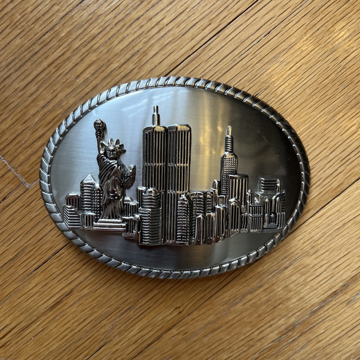 Vintage NYC Belt Buckle Statue Of Liberty Twin Towers Unisex 9/11