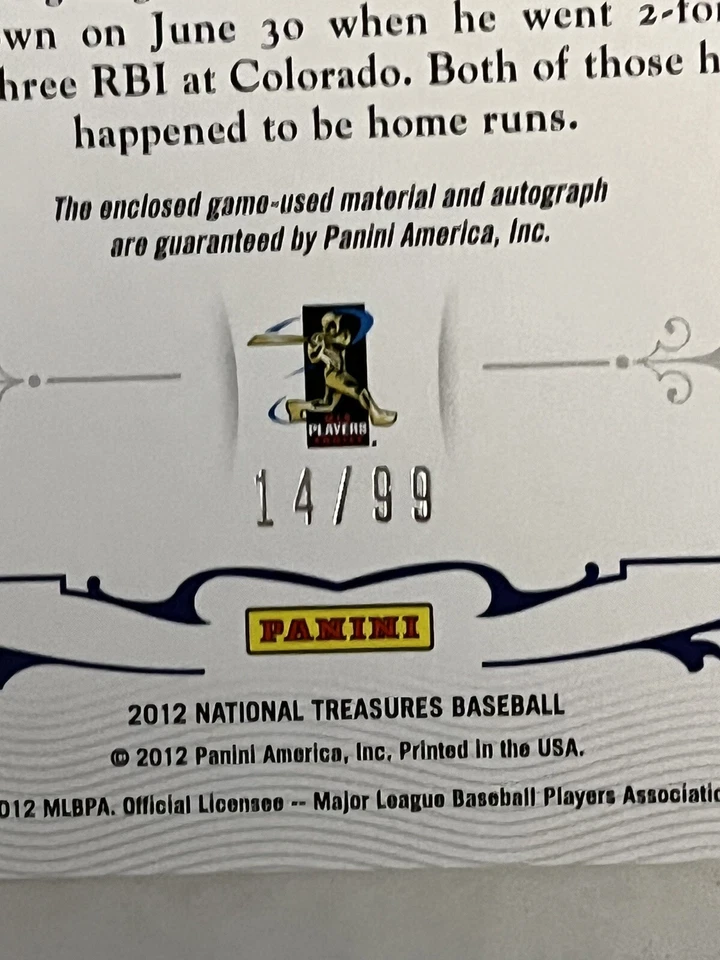 Yasmani Grandal 2012 Panini National Treasures Signature Materials Auto SP /99🔥 - Image 3 of 4