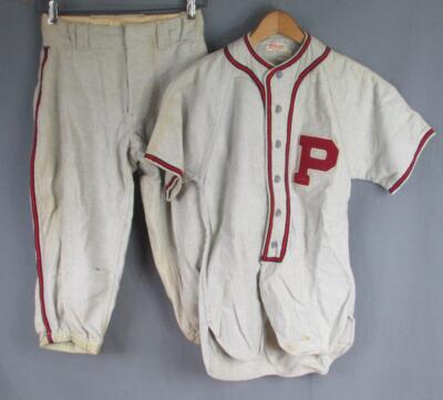 Vintage 1940s Wilson Flannel Baseball Uniform 'P' Chenille Patch