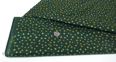 Michael Miller quilt-craft fabric STARGAZER emerald 2 yds (cm-12086) Gold Mtlc