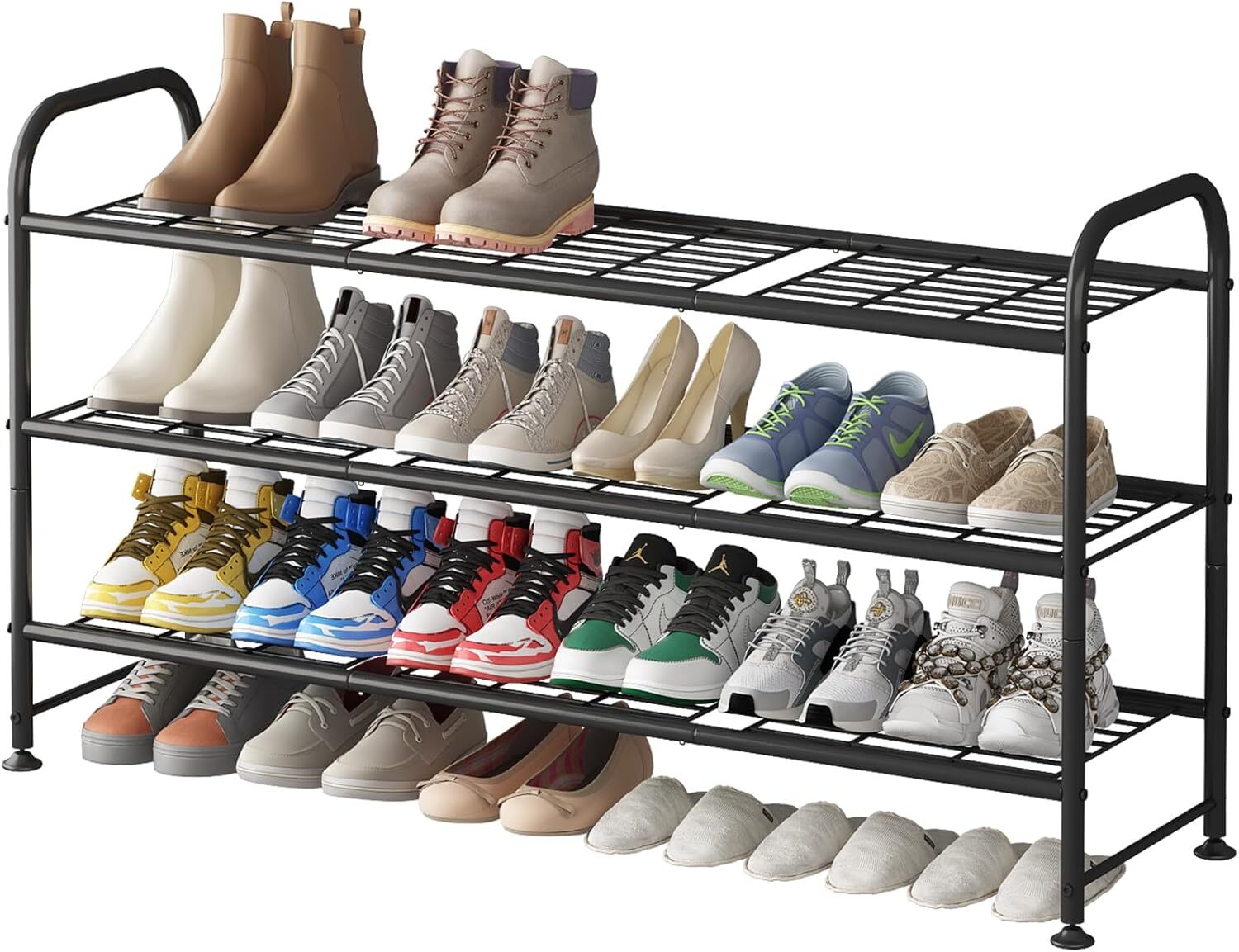 3 Tier Long Metal Shoe Rack for Closets and Entryways-image