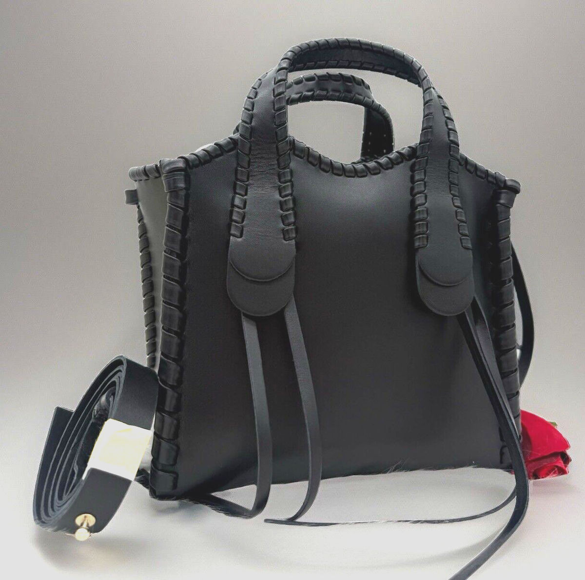 AUTH NWT $2490 Chloe Mini Mony Whipstitch Calfskin Leather