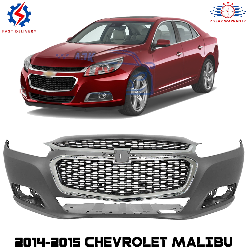 Front Bumper Cover & Grille Assembly Kit For 2014-2015 Chevrolet Malibu