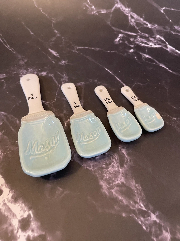 Blue Mason Jar Measuring Spoon Set by World Market 1T, 1t, 1/2t, 1/4t - Image 2 of 4