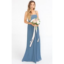 Women's Show Me Your MUMU Lauren Tie Maxi Dress - Slate Blue Chaffon - Medium