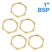 5pcs Brass 1" BSP Thread Hex Back Nut Pipe Fitting Locknut Low Profile