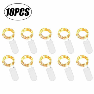 10 X 20 LED 2M Lichterkette Mini Drahtlichterkette mit Knopfbatterie Warmweiß