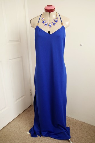 RIVER ISLAND Blue Maxi DRESS Size UK 14 Aus 12 NEW NWT Resort Party Cocktail - Picture 2 of 6