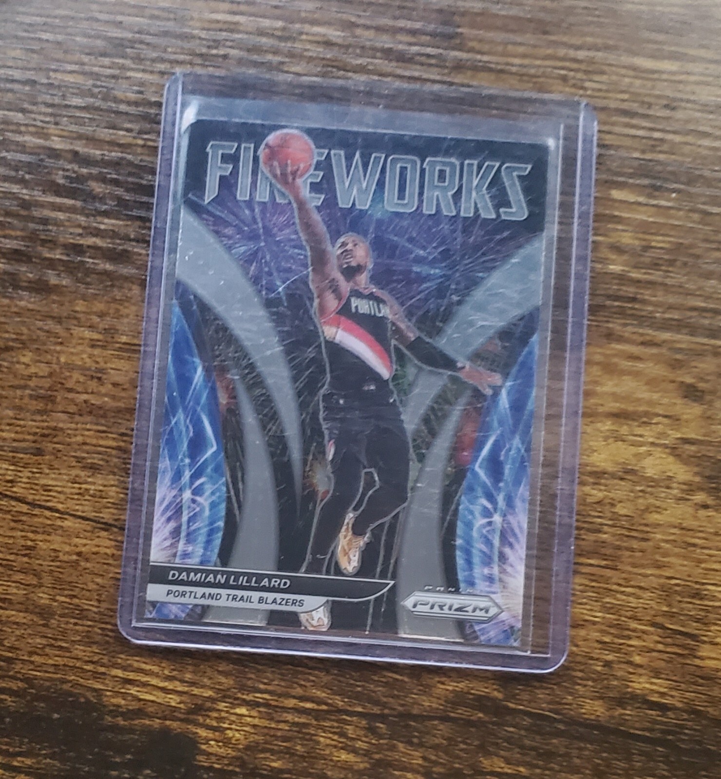 Damian Lillard 2021-22 Panini Prizm Fireworks Silver #11 Trail Blazers
