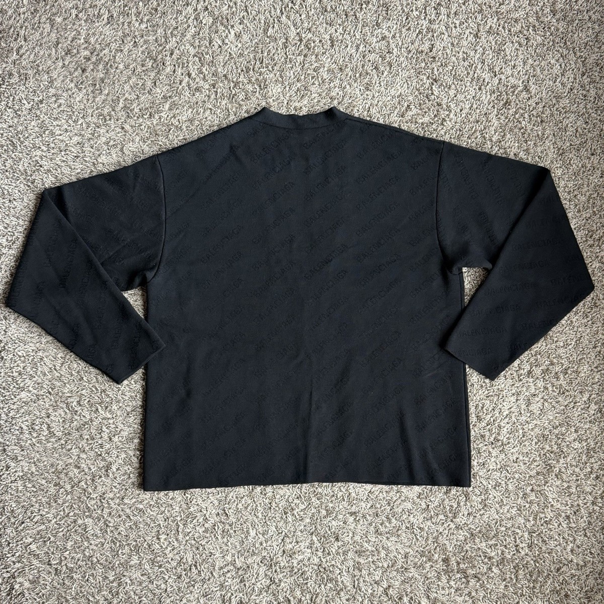 Balenciaga Black Cardigan All Over Print Logo Knit Mens Size 2
