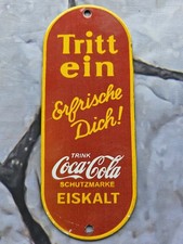 VINTAGE GERMAN TRINK COCA-COLA DOOR PUSH PORCELAIN SIGN SODA COKE 6
