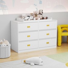 6 Drawer Dresser for Baby Nursery with Changing Table White