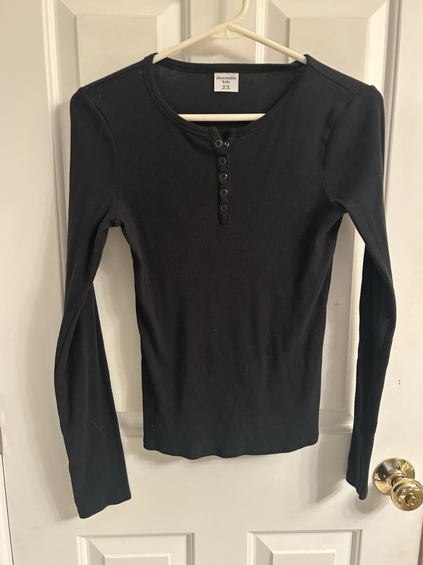 Girls Abercrombie Kids Black Long Sleeve Shirt-Size 15-16