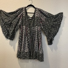 Freeway Dress Woman’s Large Shift Black Floral Print Made In The USA Bohemian 