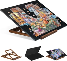 Foldable Jigsaw Puzzle Board with 3 Angle Adjustable Bracket/Stand, Lightweight 