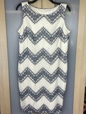 Eliza J Sleeveless Lace Blue White Shift Dress Sz 12 Casual Career Party Boho