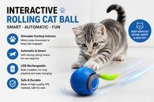 Interactive Rolling Cat Ball Automatic Smart Toy USB Rechargeable Pet Teaser Bal