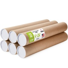 4 x 24 Kraft Paper Mailing Tube Made in USA 6 Tubes 12 Caps 24"