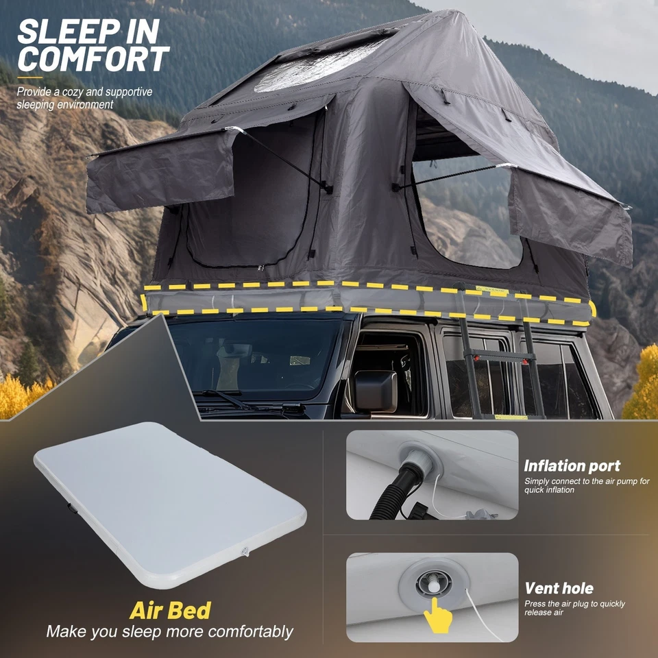 Tienda de campaña inflable en la azotea con colchón de aire incorporado, escalera para SUV y camión Foto 3 de 4