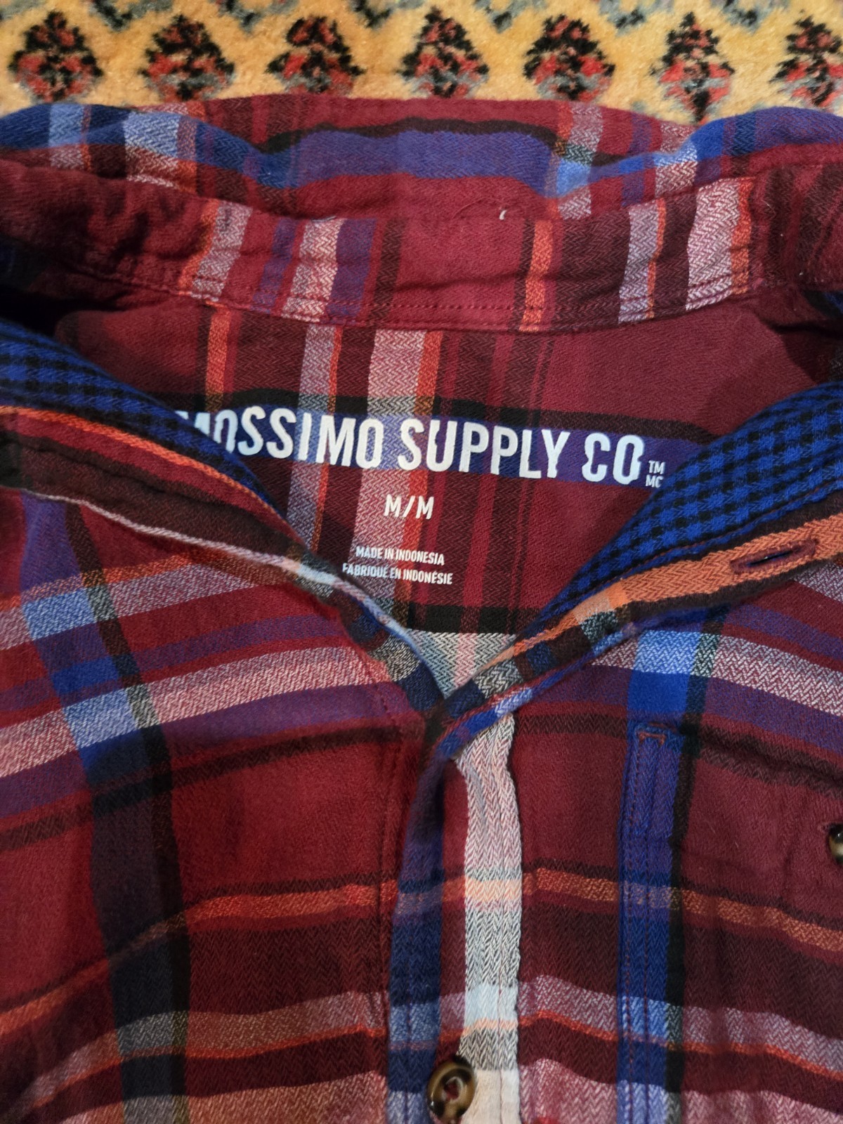 mossimo medium plaid button down shirt casual or … - image 7