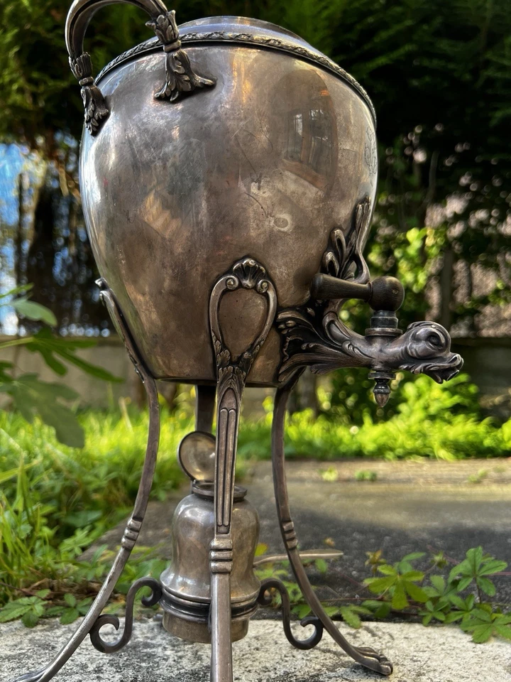 Ancienne urne à thé / samovar sur pied - Photo 3/4