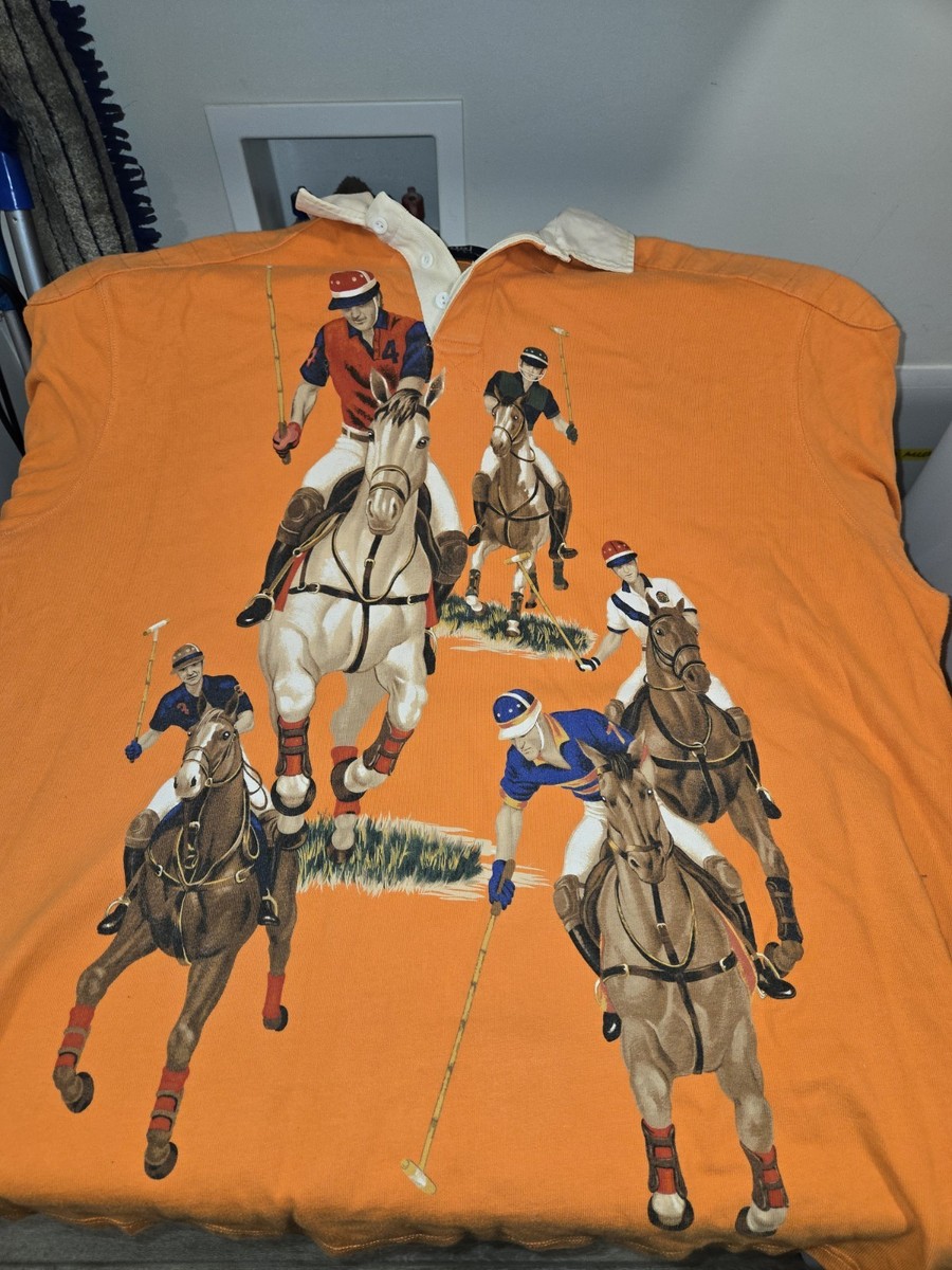 5 Horse man ラガーシャツpolo RALHA Lauren RARE VTG POLO RALPH LAUREN 5 Horseman Equestrian Polo Shirt