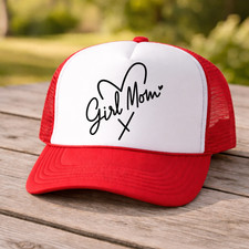 Girl Mom Trucker Hat Mama Snapback Red Trucker Hat Gift for mom