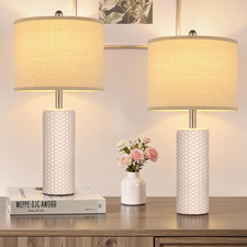 Set of 2 Modern 25.6'' Ceramic Table Lamps for Bedroom and Living Room