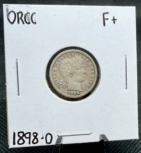 1898-O 90% Silver Barber Dime (Fine + Condition)