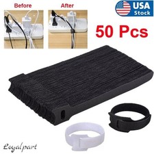 50 PCS Cable Straps Wire Cord Hook Loop Ties Reusable Fastening Organizer Laptop