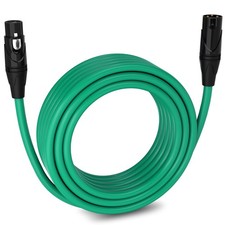 LyxPro 50 ft Balanced XLR Mic Cable, Male to Female, Green 50 Feet Straight