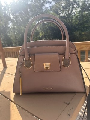 Cromia Pebbled Satchel Top Handle Bag Detachable Strap Zip Pockets