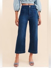 Pilcro Anthropologie Skipper Wide Leg Patch Pocket Denim High Rise Crop Jeans 27