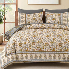 Boho Comforter Set Queen,Beige Brown Bedding Paisley Floral 7 Piece Bed in a Bag