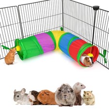 YUEPET Guinea Pig Corner Tunnel and Tube Collapsible Ferret Medium, Yellow 